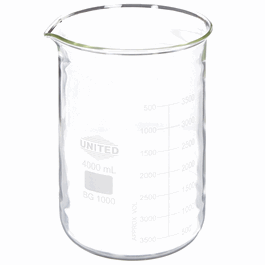 3000 mL Low Form Borosilicate Glass Beakers, Double Graduated Metric Scale, Marking Area