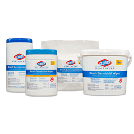Clorox Healthcare Bleach Germicidal Wipes, Refill, Terminal Cleaning, 12 x 12 in., 110 wipes/bag