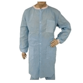 Low-Lint SMS Cleanroom Lab Coats, Knit Wrists and Collar, Snap Front, 3 Pockets, Blue, 6XL