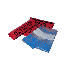 12.2 x 26 in. (31 x 66 cm) Clear Autoclavable Biohazard Bag w/blue printed markings, 4 packs of 50