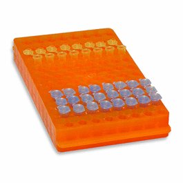 Reversible Rack for 96 x 1.5 mL or 96 x 0.5 mL tubes, Orange
