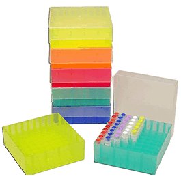 Freezer Box with Friction Fit Lid for 81 x 2 mL tubes, Rainbow Pack