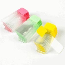 Microscope Slides, Diamond White Glass, 25 x 75mm, 45 degree Beveled Edges, Clipped Corners, PINK Frosted, 72/Box, 20 Boxes/Case (10 Gross)
