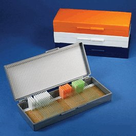 Slide Box for 50 Slides, Cork Lined, Yellow