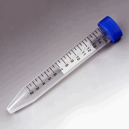 Centrifuge Tube, 15mL, Separate Blue Flat Top Screw Cap, PP, Printed Graduations, Bulk