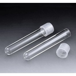 Culture Tube, 12 x 75 mm (5 mL), PS, STERILE, Attached Dual Position Cap, 25/Bag, 20 Bags/Unit