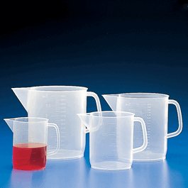 Beaker / Pitcher with Handle, PP, Molded Graduations, 1000 mL