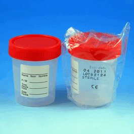 Specimen Container, 4oz, with 1/4-Turn Green Screwcap and Tri-Lingual ID Label, STERILE, PP, Individually Wrapped, Graduated