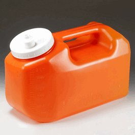 Container, 24 Hour Urine Collection, 3 Liter, Red with Screwcap and Snap Pour Spout