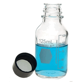 DWK Life Sciences (Kimble) 1000 mL, Black Phenolic Storage/Media Bottle with Attached White Rubber Closures, GPI Finish 33-430