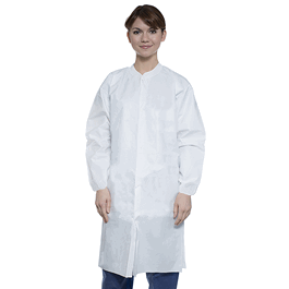 Valumax LiquidGuard Lab Coats, knee length, snap front, no pocket, elastic cuffs and traditional collar, White, 2XL
