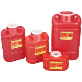 3.3 qt Regular Funnel Sharps Container, Red, 5.75 x 8.5 x 5 in.