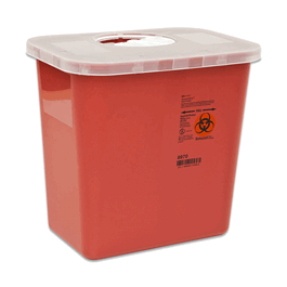 Covidien 2 gal. Multipurpose Sharps Containers with Rotor Opening Lid, Red, 10 x 7-1/4 x 10-1/2 in.