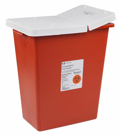 Covidien Monoject Large Volume Sharps Containers with Hinged Sealing Gasket Lid, Red, 18 gal.