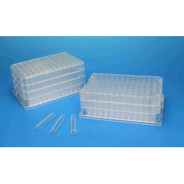 0.5mL MTP System Topas Plate with Glass 9x17mm Conical Vials and Molded Tan PTFE/Silicone Liner
