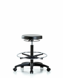 Polyurethane Stool - High Bench Height with Chrome Foot Ring and Casters