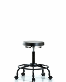 Polyurethane Stool - Medium Bench Height with Round Tube Base and Casters