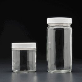 2 oz, 60 mL Short Wide Mouth Jar, 53-400 mm Thread, White Closure, PTFE Lined