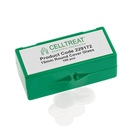 Celltreat 15 mm Round Cover Glass, Fits 24 Well Plate, Sterile