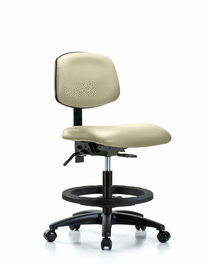 Vinyl Chair - Medium Bench Height with Black Foot Ring and Casters in Orange Kist Trailblazer Vinyl