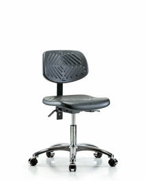 Polyurethane Chair Chrome - Desk Height with Casters in Blue Polyurethane