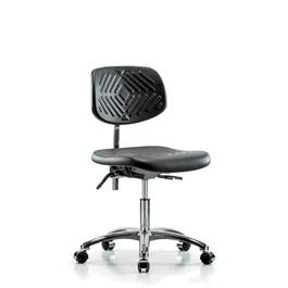 Class 10 Polyurethane Clean Room Chair - Desk Height with Casters in Blue Polyurethane