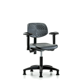 Polyurethane Chair - Desk Height with Seat Tilt, Adjustable Arms, and Stationary Glides in Blue Polyurethane