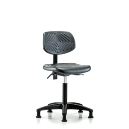 Polyurethane Chair - Medium Bench Height with Stationary Glides in Blue Polyurethane