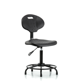 Polyurethane Chair Round Tube Base - Medium Bench Height with Stationary Glides in Blue Polyurethane