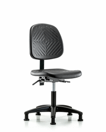 Polyurethane Chair - Desk Height with Medium Back and Stationary Glides in Blue Polyurethane