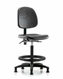 Polyurethane Chair - High Bench Height with Medium Back and Stationary Glides in Blue Polyurethane