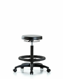 Polyurethane Stool - High Bench Height with Black Foot Ring and Casters