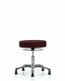 Fabric Stool without Back Chrome - Desk Height with Stationary Glides in Blue Fabric
