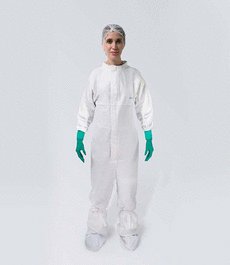 BioClean-D Sterile Coveralls with Collar and Thumb Loops, White, 2XL