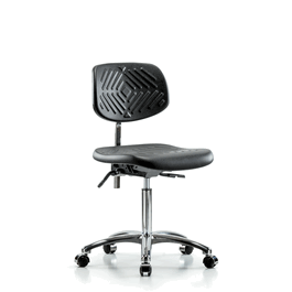 Poly Clean Room Chair, Med Bench, Casters, Gray Poly