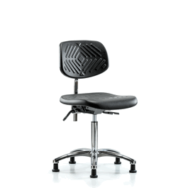 Poly Clean Room Chair, Med Bench, Glides, Gray Poly
