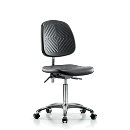 Poly Clean Room Chair, Med Bench, Med Back, Casters, Gray Poly
