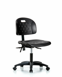 Newport Industrial Polyurethane Chair - Desk Height with Casters in Black Polyurethane