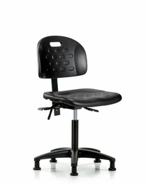 Newport Industrial Polyurethane Chair - Medium Bench Height with Stationary Glides in Blue Polyurethane