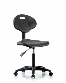 Erie Polyurethane Chair - Medium Bench Height with Casters in Blue Polyurethane