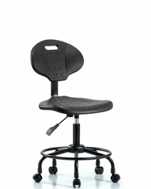 Erie Polyurethane Chair - Desk Height with Round Tube Base and Casters in Blue Polyurethane