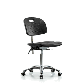 Class 10 Newport Industrial Polyurethane Clean Room Chair - Medium Bench Height with Casters in Blue Polyurethane