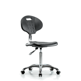 Class 10 Erie Polyurethane Clean Room Chair - Medium Bench Height with Casters in Blue Polyurethane