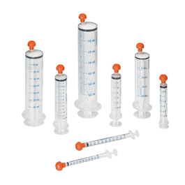 0.5 mL Oral Syringe, Clear Barrel with Blue Metric Markings