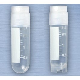 CryoCLEAR vials, 2.0mL, STERILE, External Threads, Assembled VIOLET Screwcap with Co-Molded Thermoplastic Elastomer (TPE) Sealing Layer, Round Bottom, Self-Standing, Printed Graduations, Writing Space and Barcode 50/Bag, 10 Bag/Cs