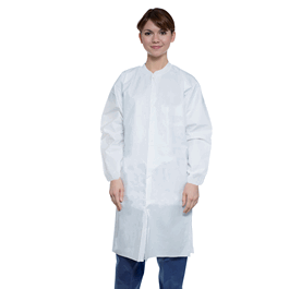 Valumax LiquidGuard Lab Coats, knee length, snap front, no pocket, elastic cuffs and traditional collar, White, 2XL