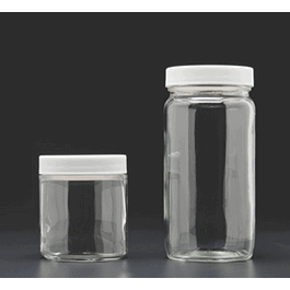 8 oz, 250 mL Clear Short Wide Mouth Jar, 70-400 mm White PP Closure, F217 Lined