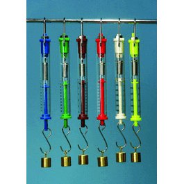 Spring Scale, Clear Plastic, 250 g / 2.5N, Blue, 5 g / 0.05N graduations