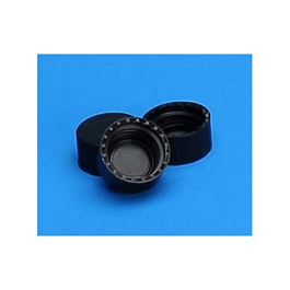 9 mm Solid Top R.A.M., Ribbed Black Polypropylene Cap, PTFE Lined