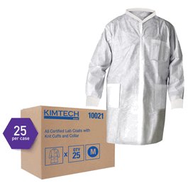 Kimberly-Clark Basic Plus Lab Coats, Knit Collar and Cuffs, 5 Snaps, 3 Pockets Blue, 2XL